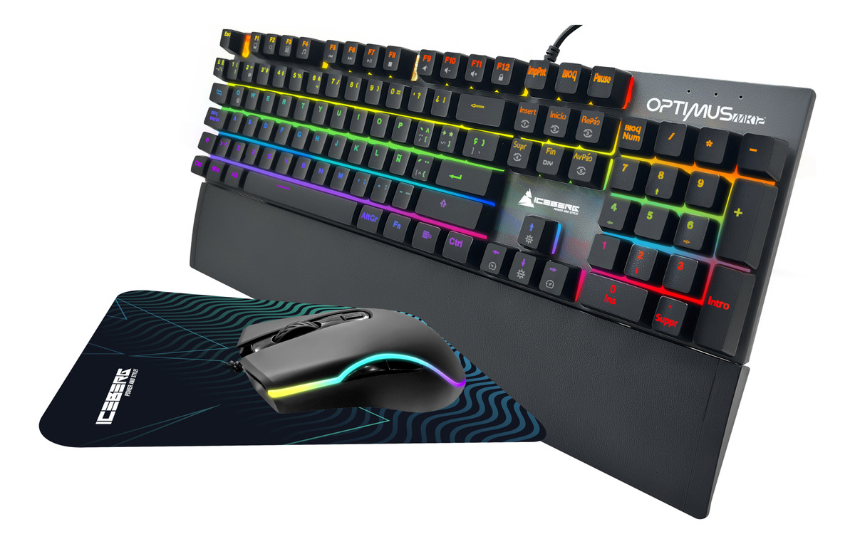 Combo Iceberg Optimus Mk 12 Teclado Mecanico Mouse Rgb Y Pad