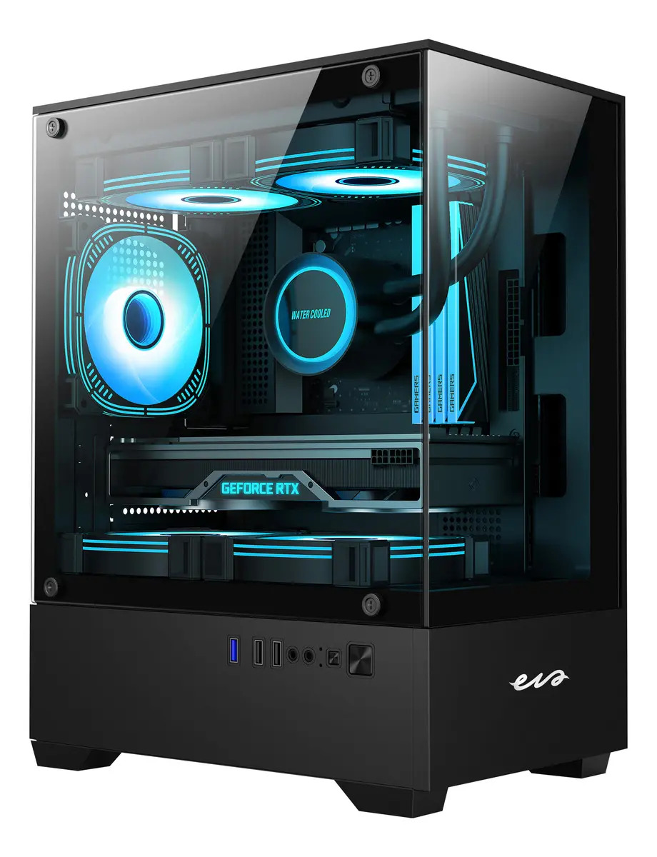 Gabinete Gamer Eva Cosmic 11m Black 3 Ventiladores Argb Micro Atx Negro