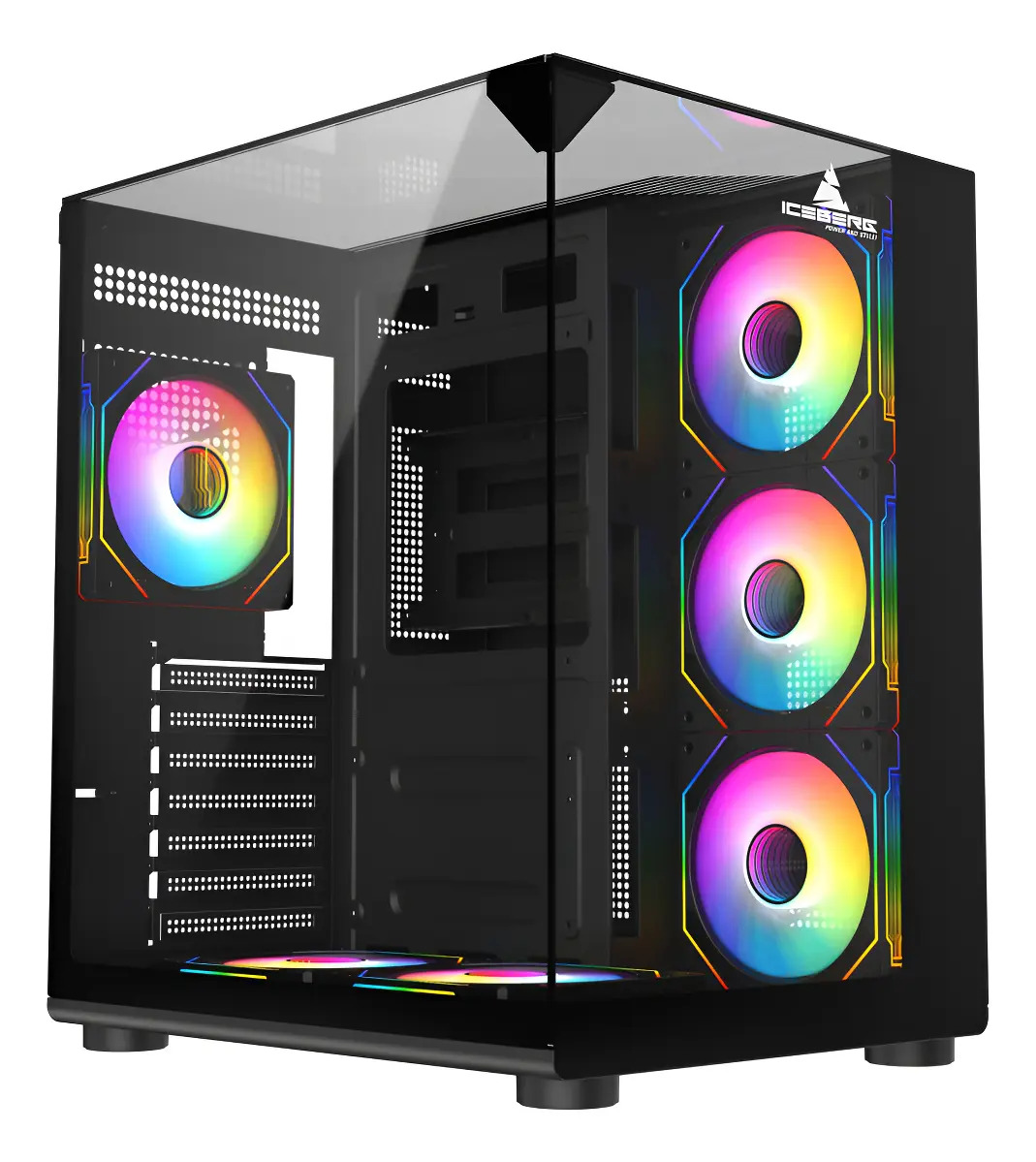 Caja Atx Cubo Gamer Iceberg Crystal Cube S Negro 6 Fans Argb